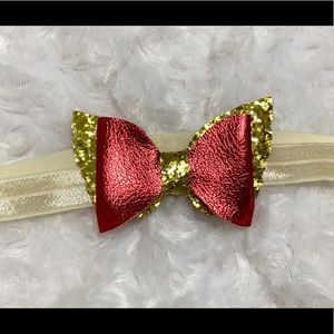 Eco leather bow headband, baby headband, red bow